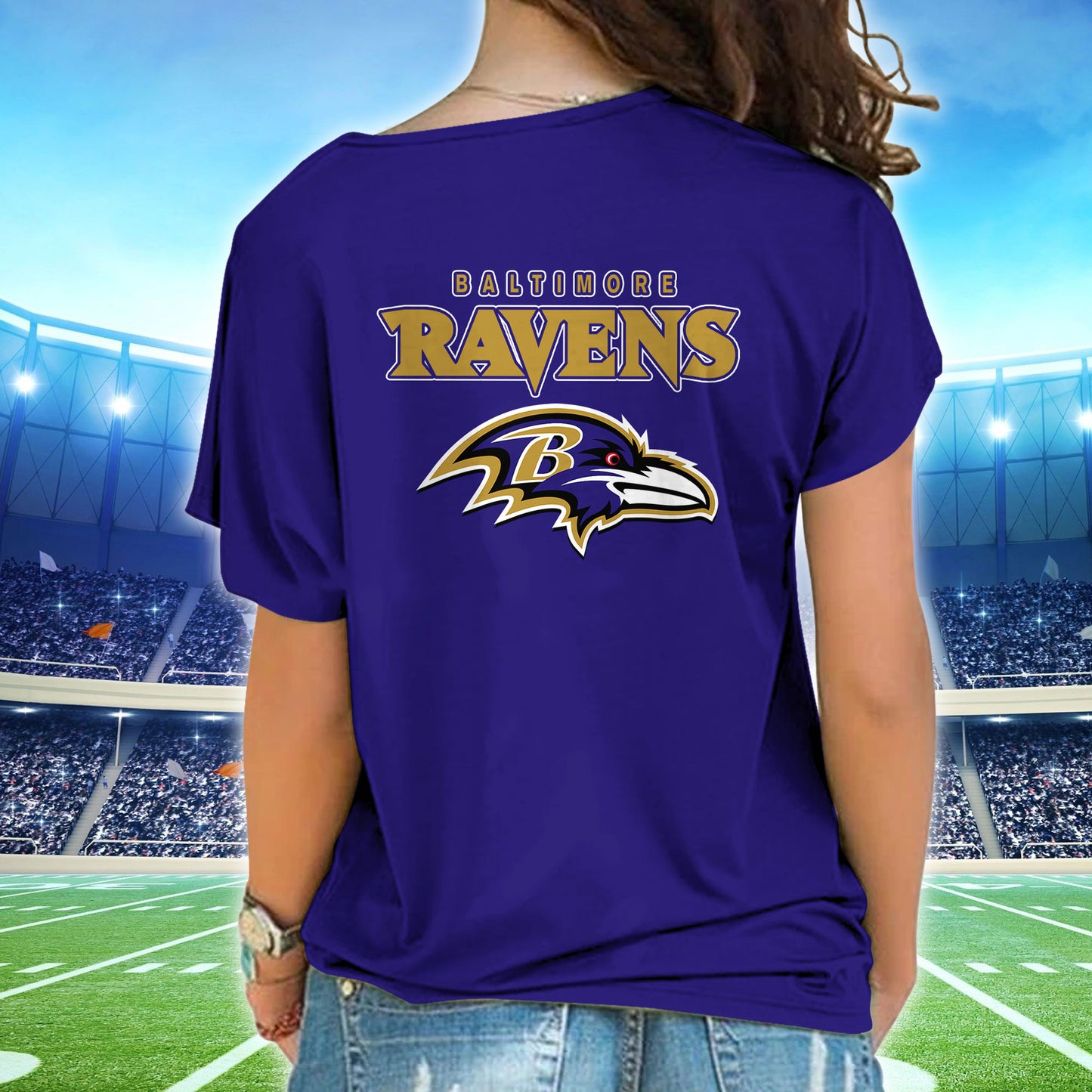 Baltimore Ravens New Woman Cross Strap Shoulder Shirt  AZBTCSS000014