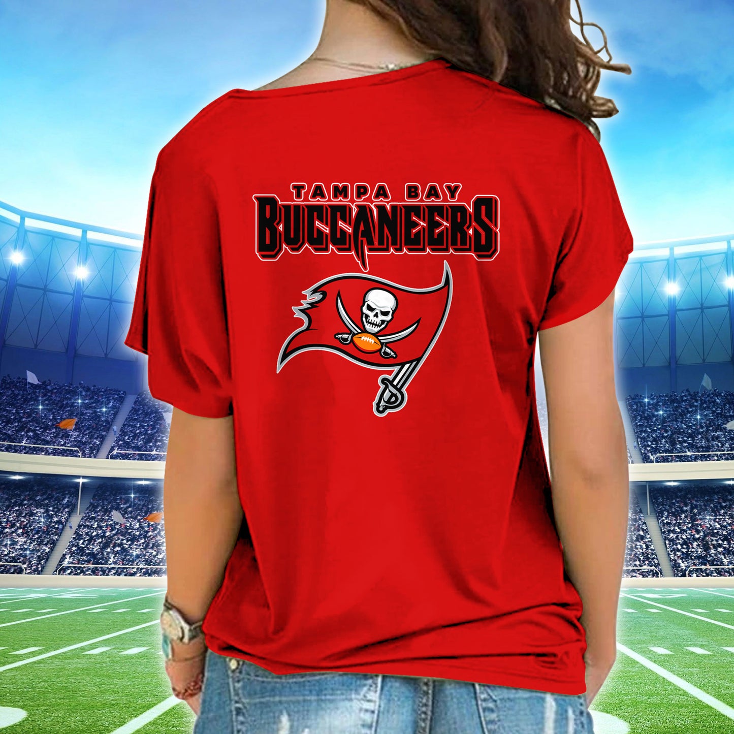 Tampa Bay Buccaneers New Woman Cross Strap Shoulder Shirt AZBTCSS000031