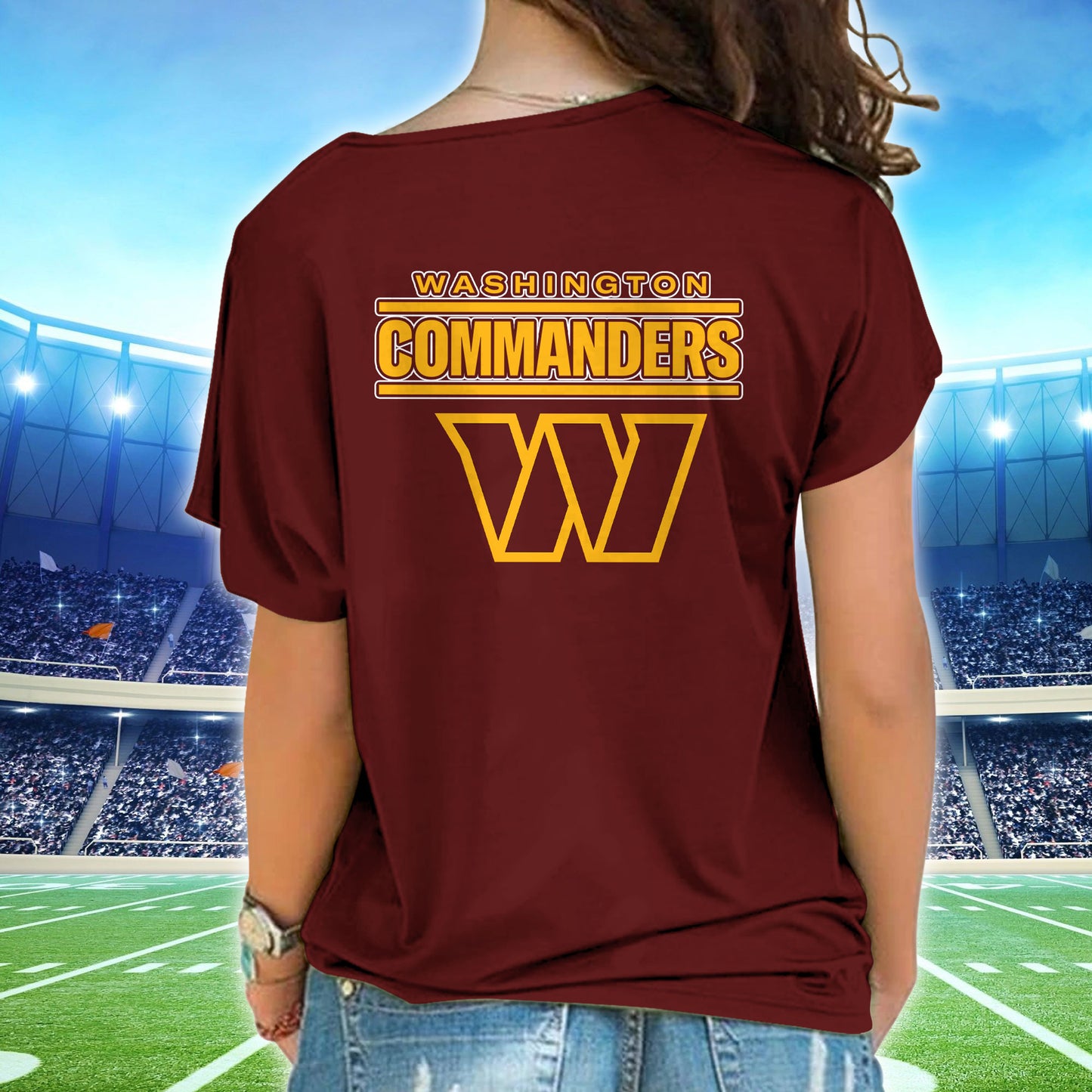 Washington Commanders New Woman Cross Strap Shoulder Shirt  AZBTCSS000001
