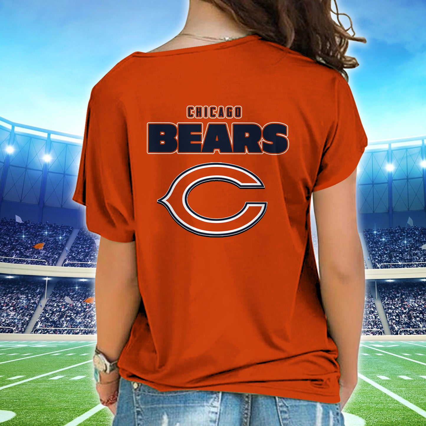 Chicago Bears New Woman Cross Strap Shoulder Shirt  AZBTCSS000017