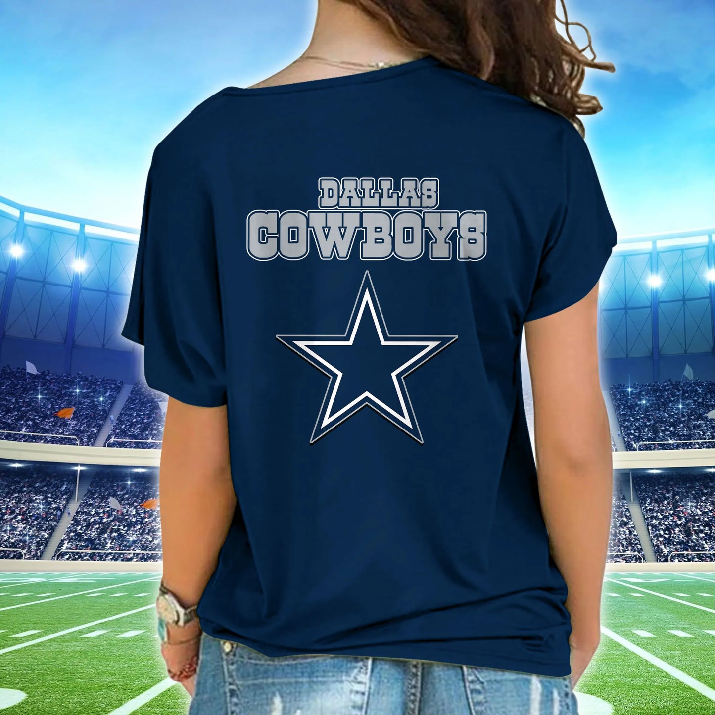 Dallas Cowboys New Woman Cross Strap Shoulder Shirt  AZBTCSS000020