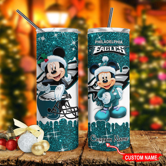Philadelphia Eagles Personalized Glitter Tumbler With Stainless Steel Straw BGGTS106