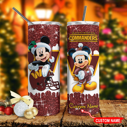 Washington Commanders Personalized Glitter Tumbler With Stainless Steel Straw BGGTS098