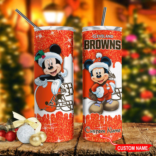 Cleveland Browns Personalized Glitter Tumbler With Stainless Steel Straw BGGTS122