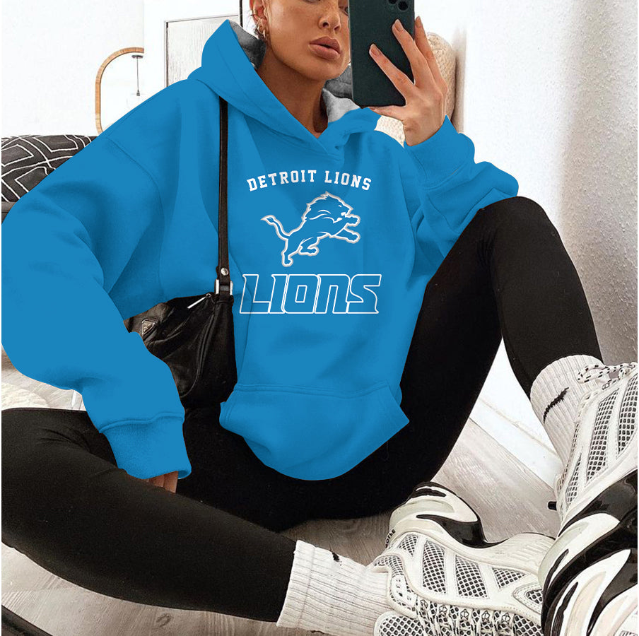 Detroit Lions Printed Hooded Pocket Pullover Hoodie AZBTPH000085