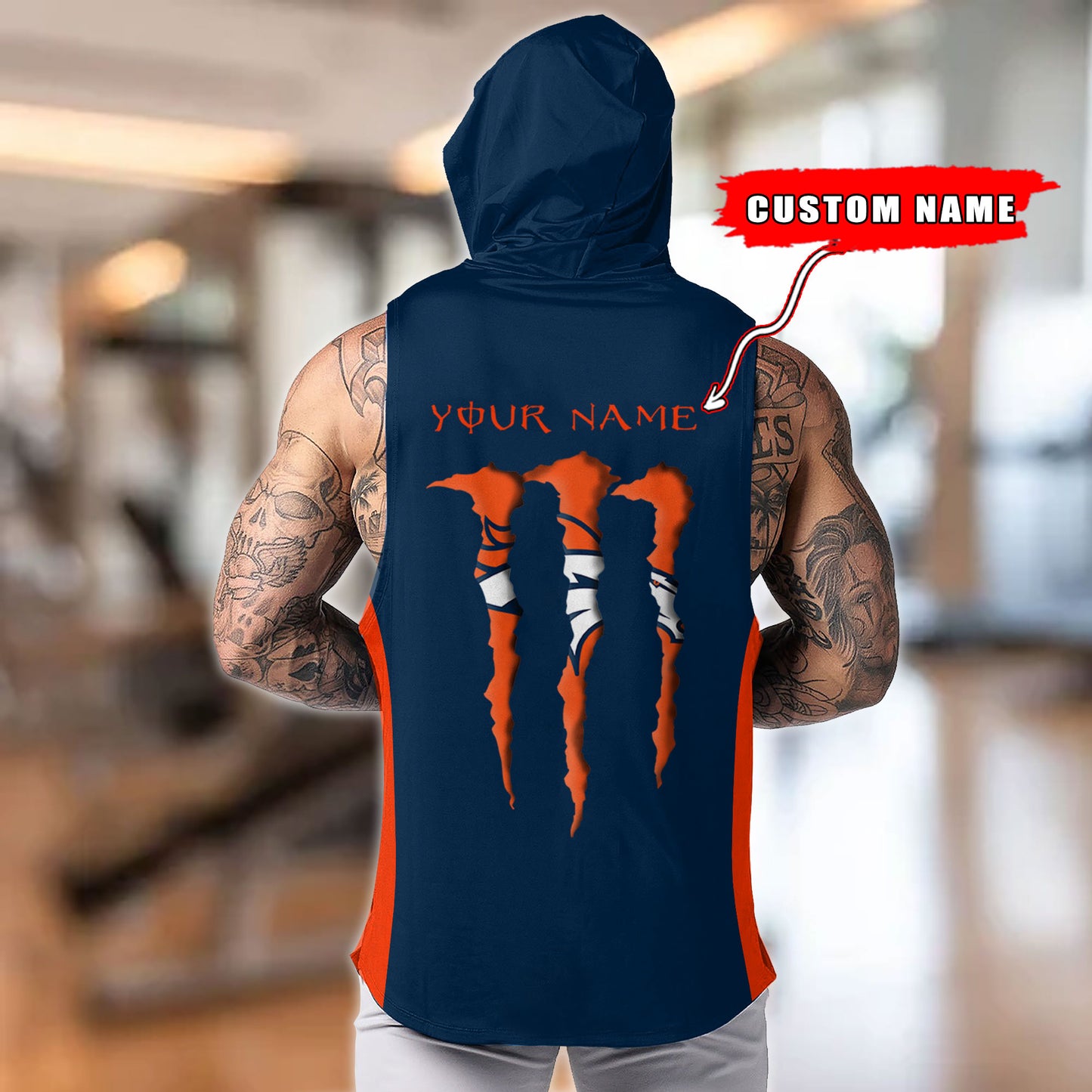 Denver Broncos Personalied Men Workout Hooded Tank Top AZBTMHTT000010