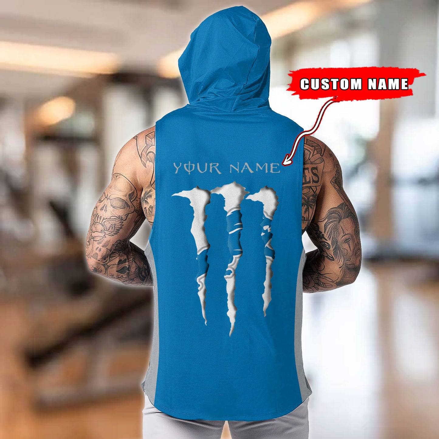 Detroit Lions Personalied Men Workout Hooded Tank Top AZBTMHTT000011