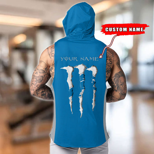 Detroit Lions Personalied Men Workout Hooded Tank Top AZBTMHTT000011
