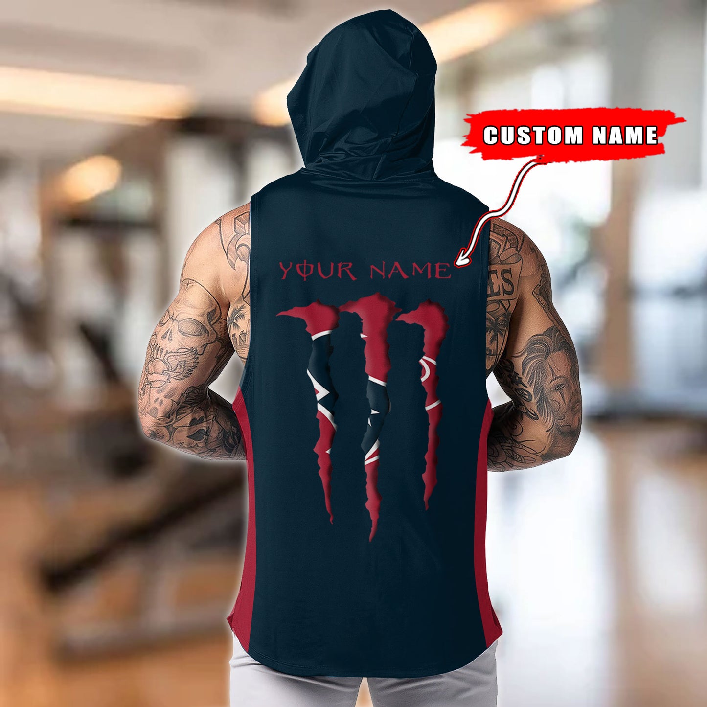 Houston Texans Personalied Men Workout Hooded Tank Top AZBTMHTT000013