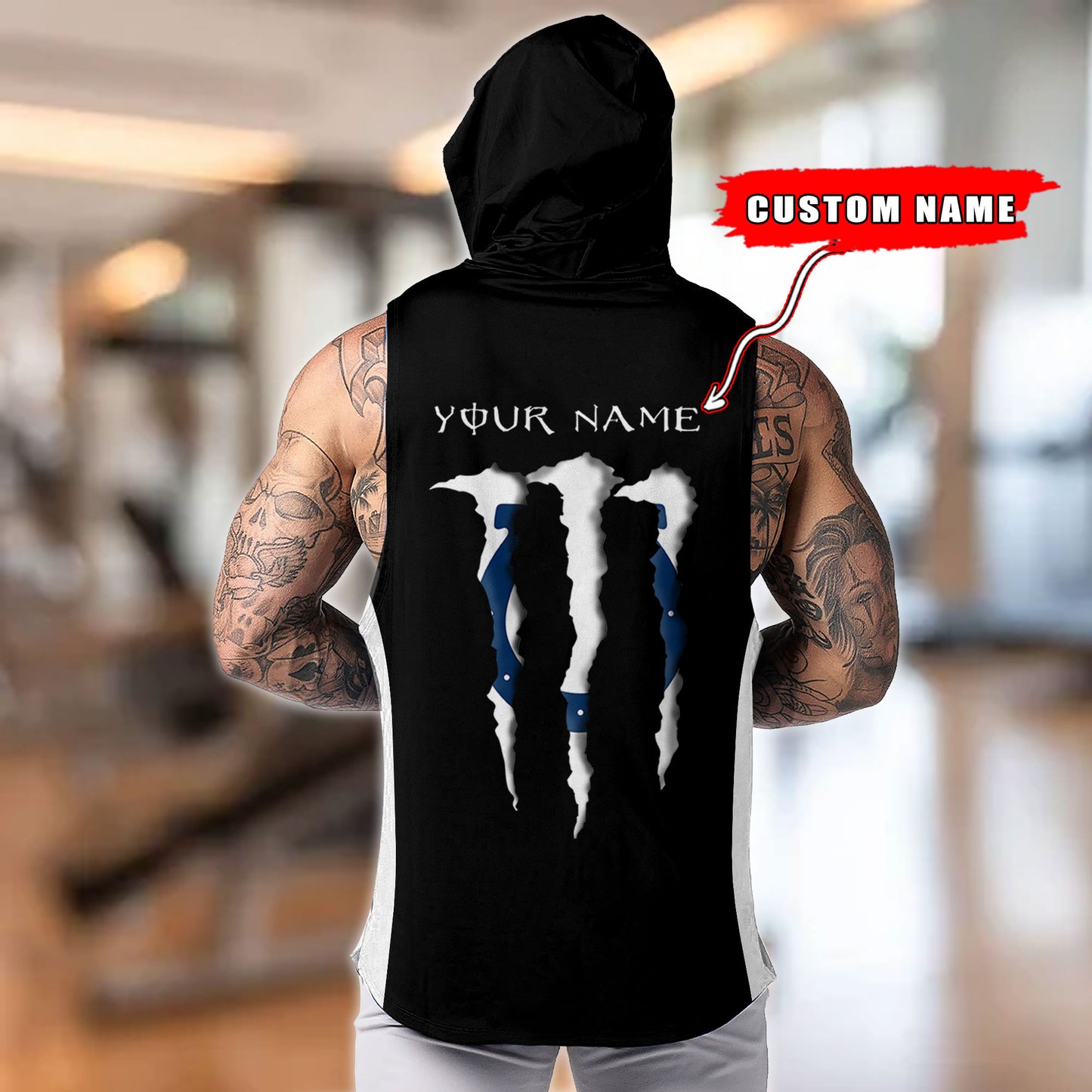 Indianapolis Colts Personalied Men Workout Hooded Tank Top AZBTMHTT000014