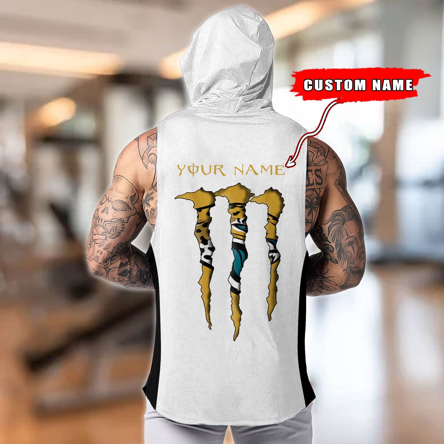 Jacksonville Jaguars Personalied Men Workout Hooded Tank Top AZBTMHTT000015