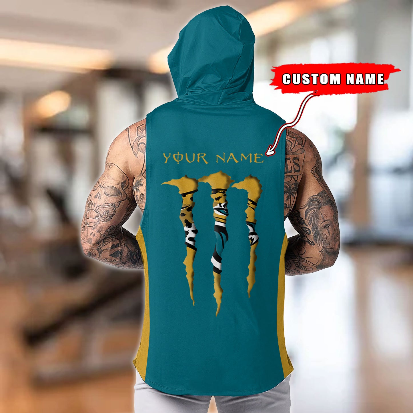Jacksonville Jaguars Personalied Men Workout Hooded Tank Top AZBTMHTT000015