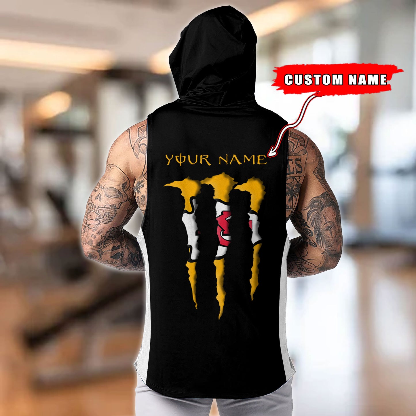 Kansas City Chiefs Personalied Men Workout Hooded Tank Top AZBTMHTT000016