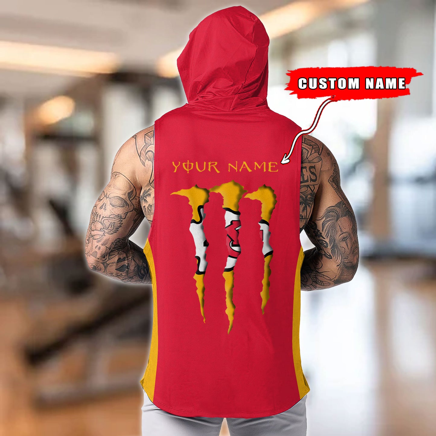Kansas City Chiefs Personalied Men Workout Hooded Tank Top AZBTMHTT000016