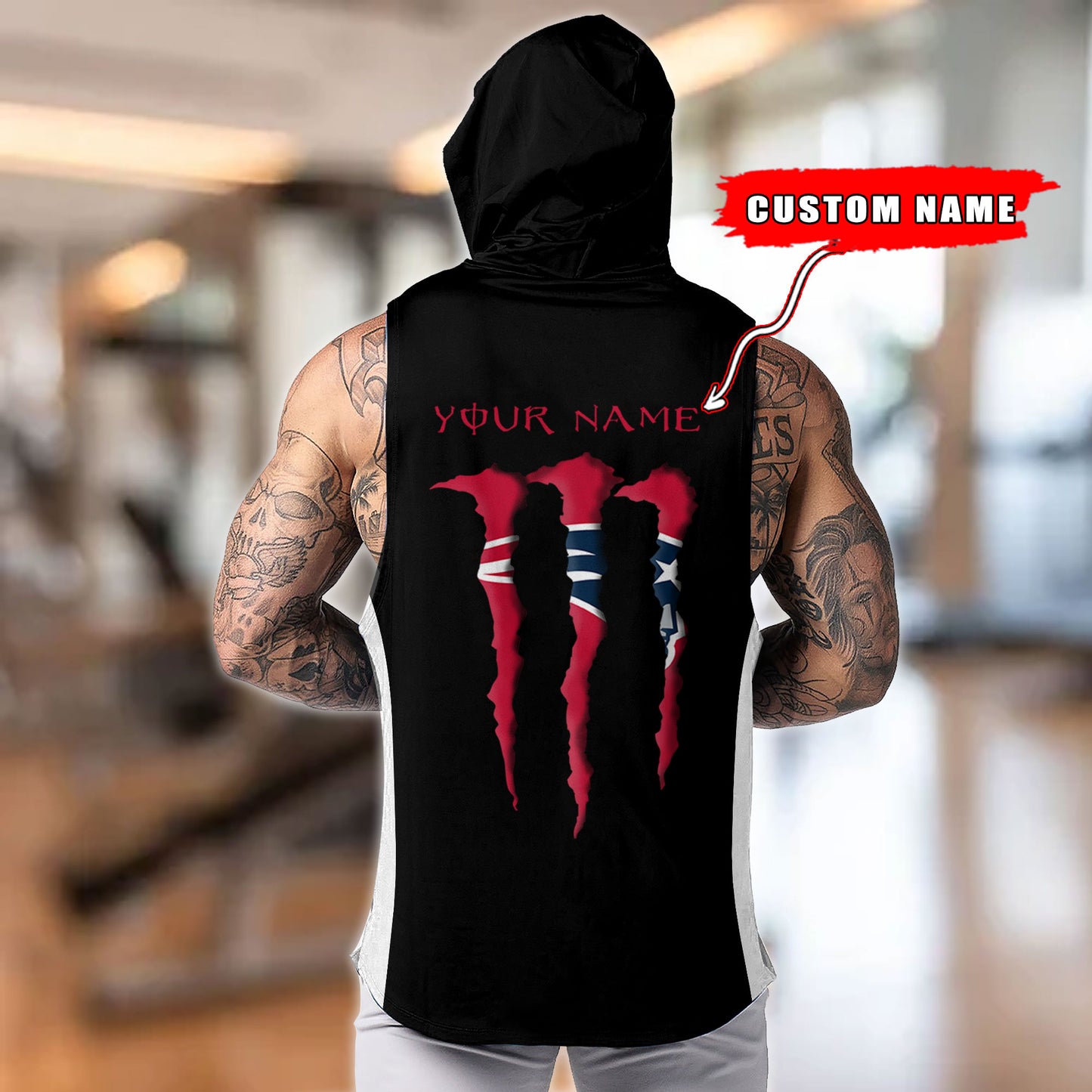 New England Patriots Personalied Men Workout Hooded Tank Top AZBTMHTT000019