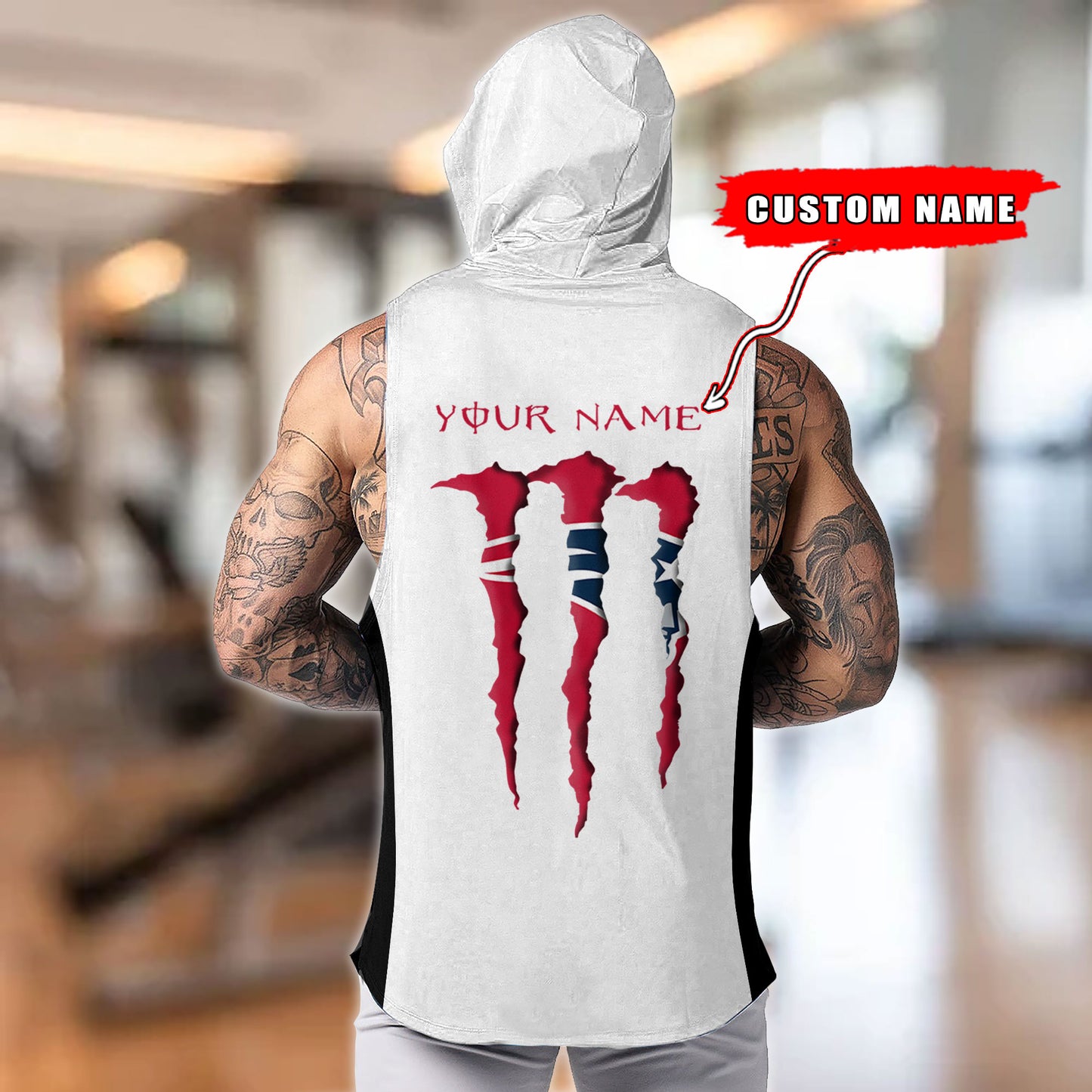 New England Patriots Personalied Men Workout Hooded Tank Top AZBTMHTT000019