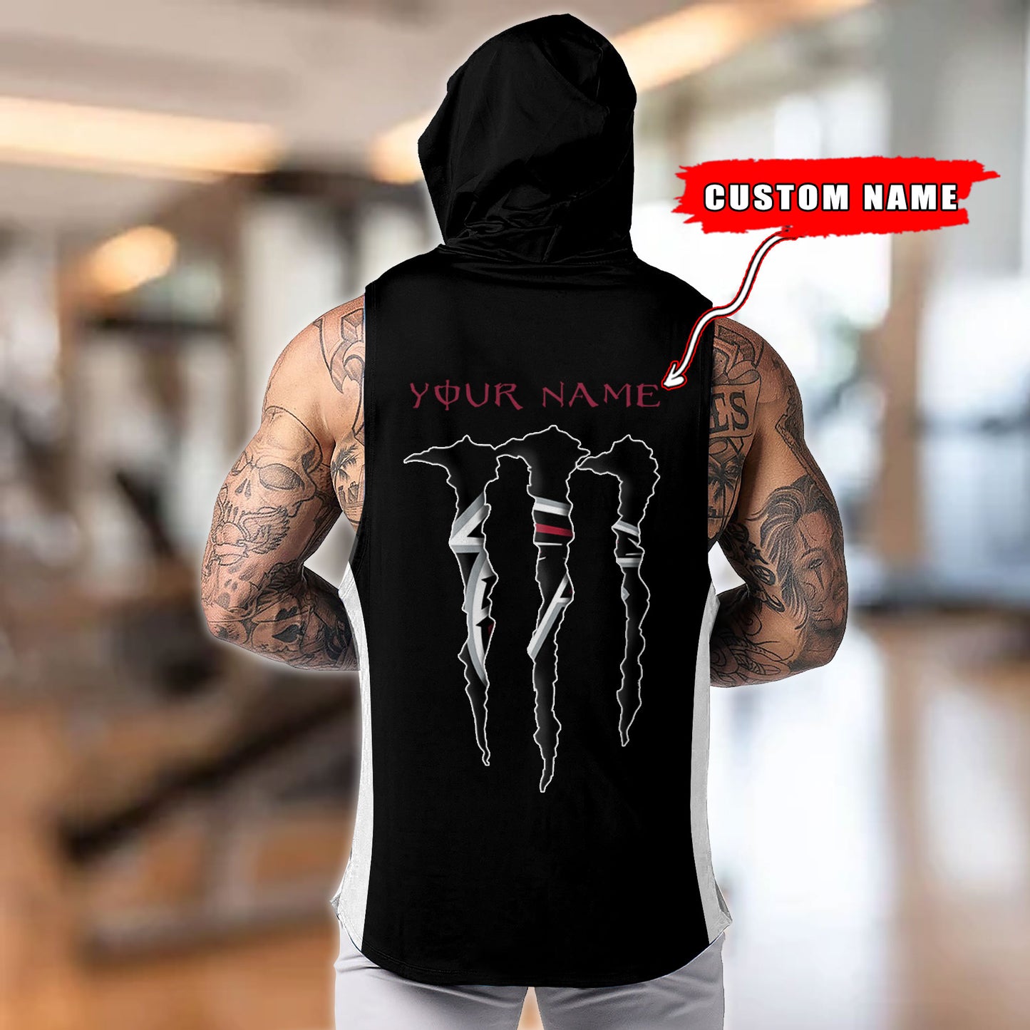 Atlanta Falcons Personalied Men Workout Hooded Tank Top AZBTMHTT000002