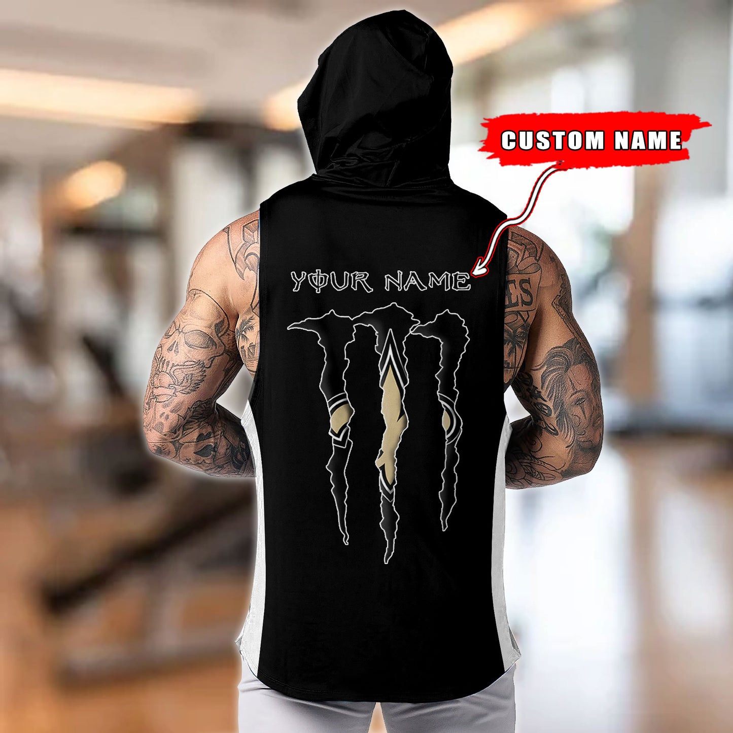 New Orleans Saints Personalied Men Workout Hooded Tank Top AZBTMHTT000020