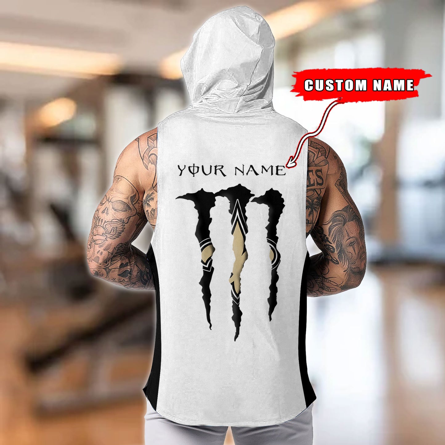 New Orleans Saints Personalied Men Workout Hooded Tank Top AZBTMHTT000020