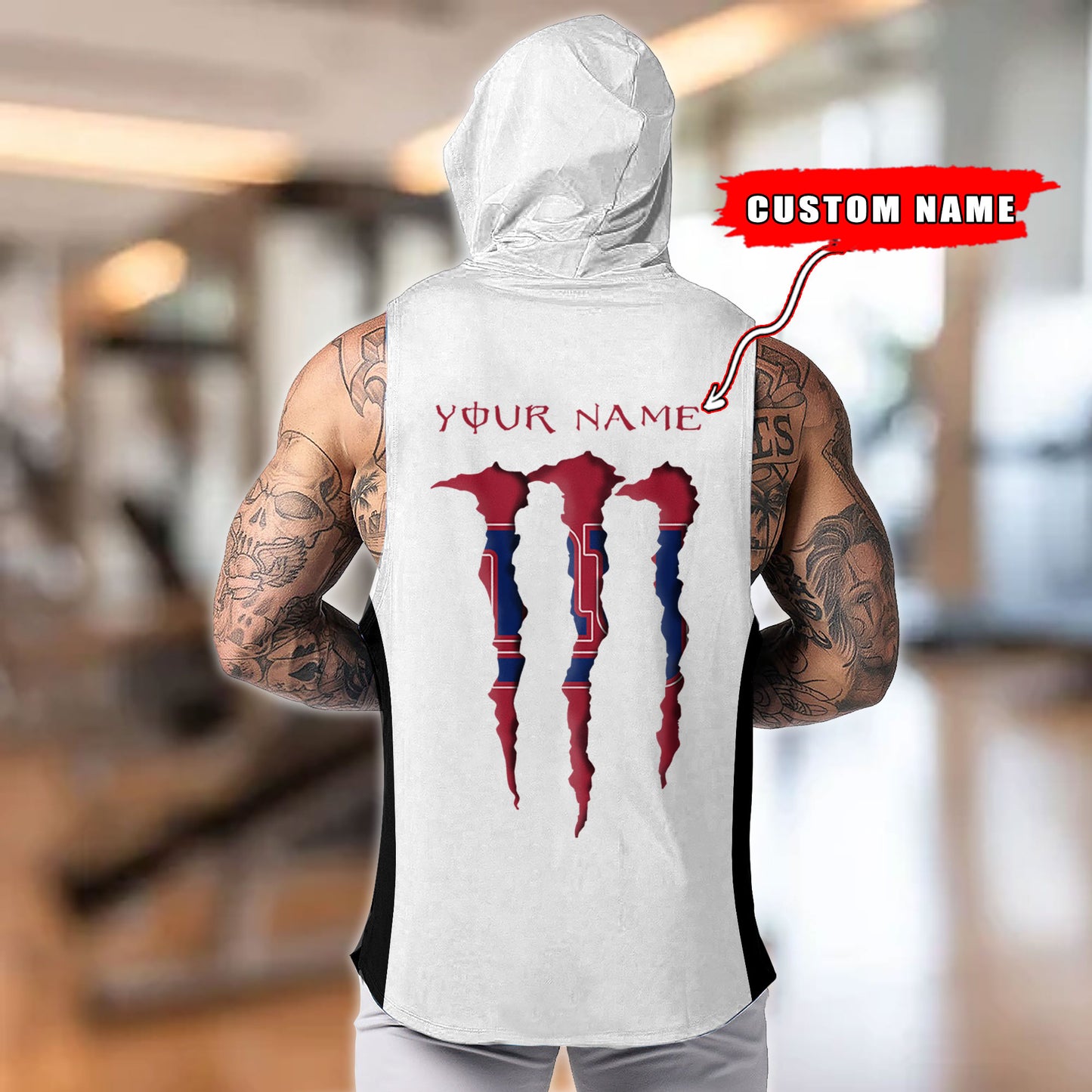 New York Giants Personalied Men Workout Hooded Tank Top AZBTMHTT000021