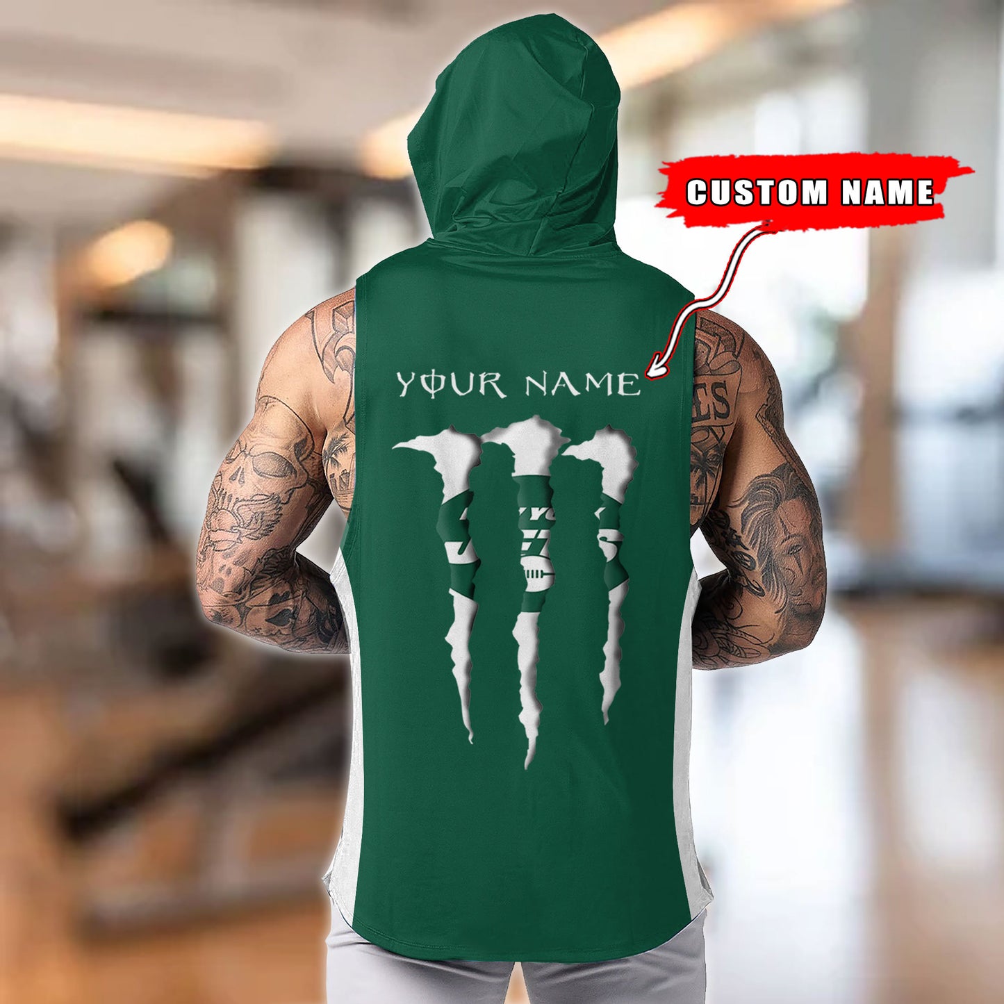 New York Jets Personalied Men Workout Hooded Tank Top AZBTMHTT000022