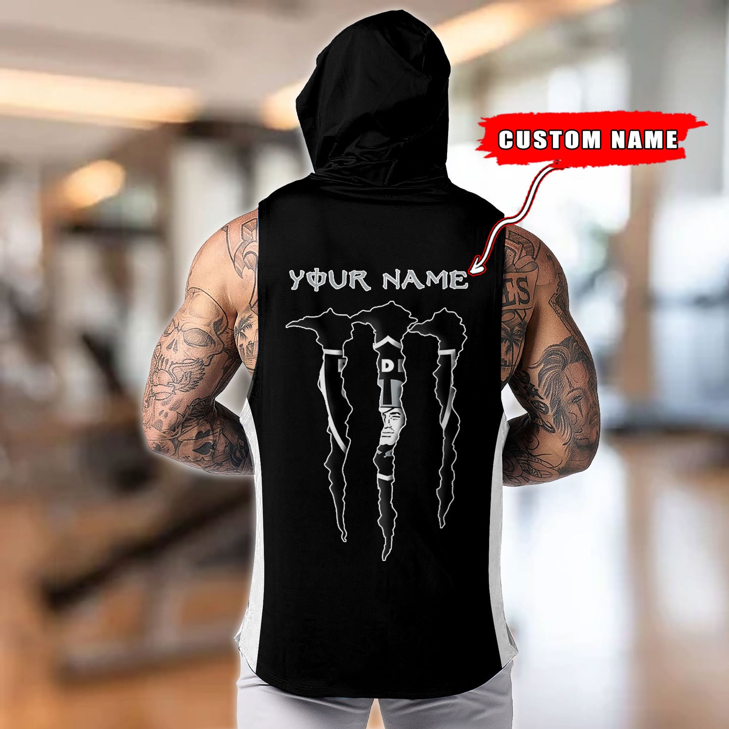 Las Vegas Raiders Personalied Men Workout Hooded Tank Top AZBTMHTT000023