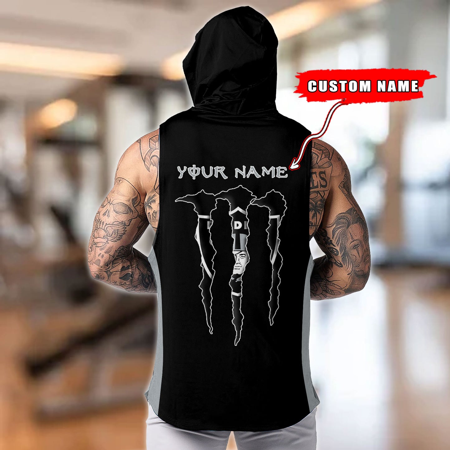 Las Vegas Raiders Personalied Men Workout Hooded Tank Top AZBTMHTT000023