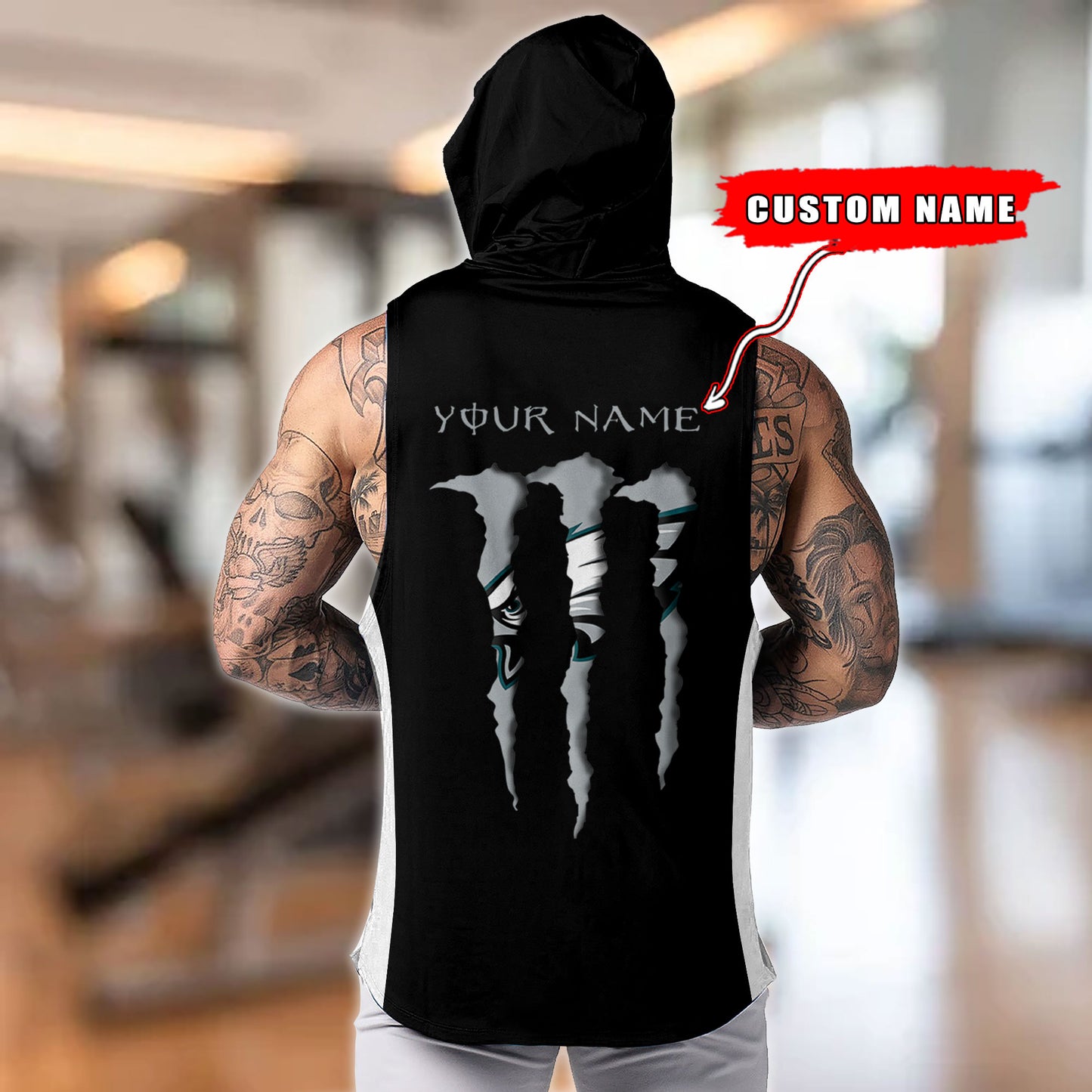 Philadelphia Eagles Personalied Men Workout Hooded Tank Top AZBTMHTT000024