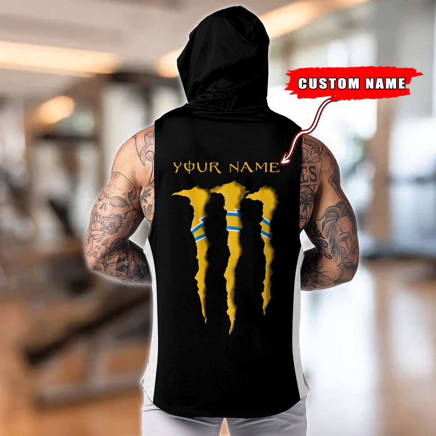 Los Angeles Chargers Personalied Men Workout Hooded Tank Top AZBTMHTT000027