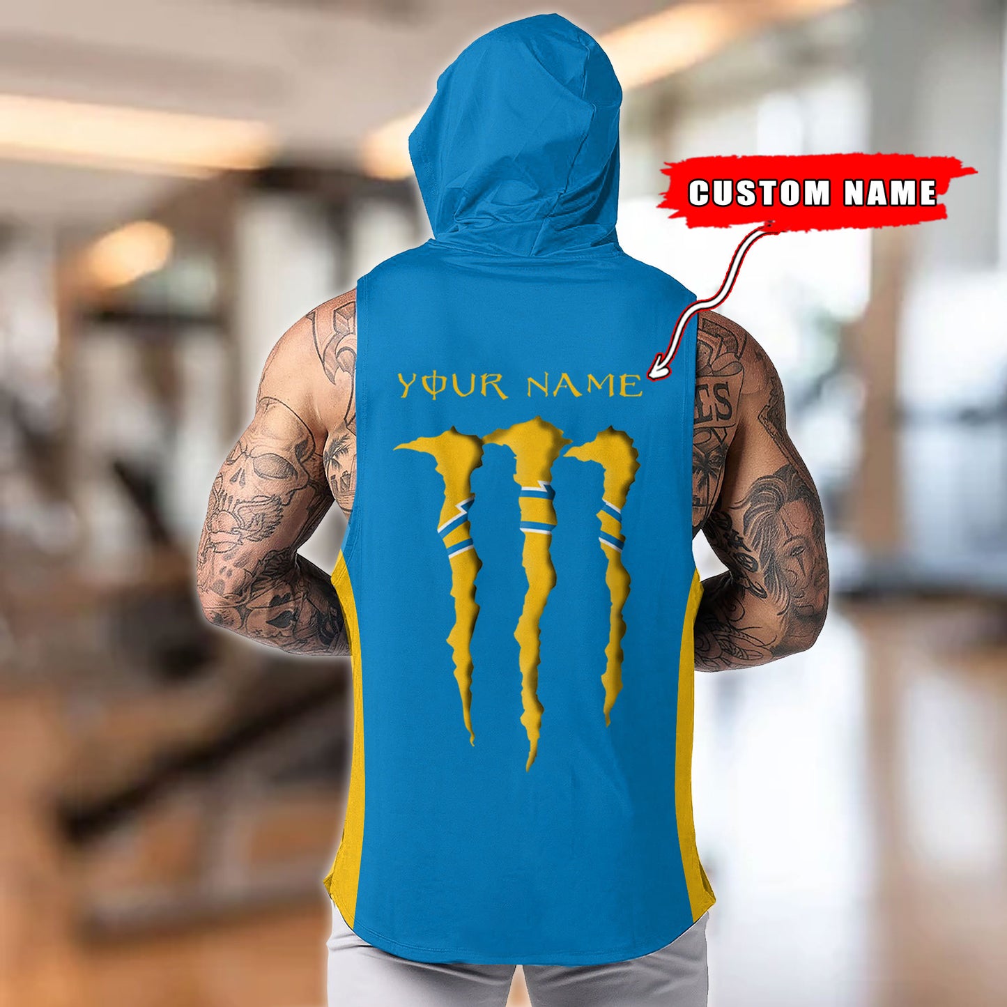 Los Angeles Chargers Personalied Men Workout Hooded Tank Top AZBTMHTT000027