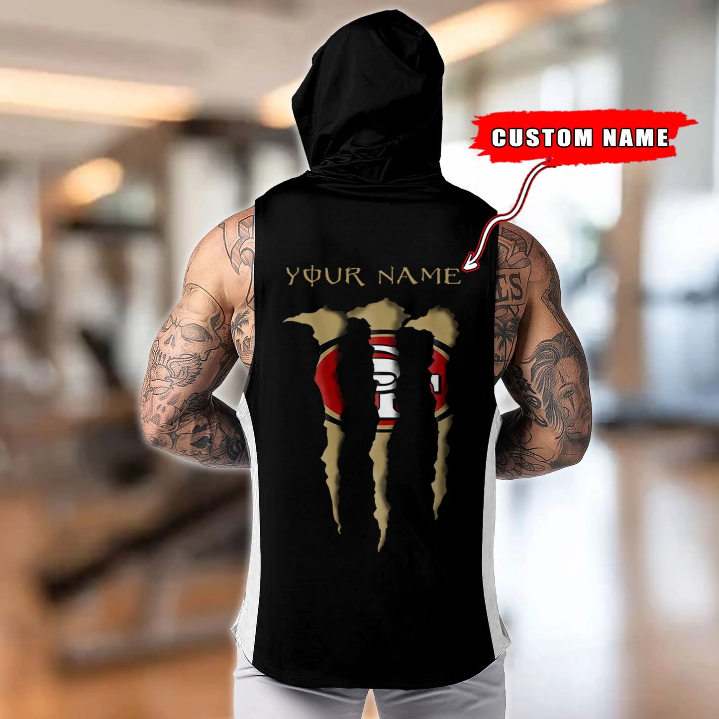 San Francisco 49ers Personalied Men Workout Hooded Tank Top AZBTMHTT000028