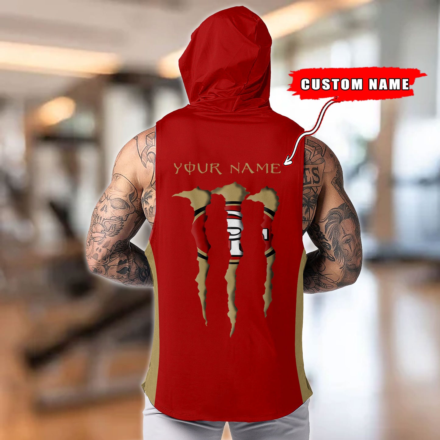 San Francisco 49ers Personalied Men Workout Hooded Tank Top AZBTMHTT000028