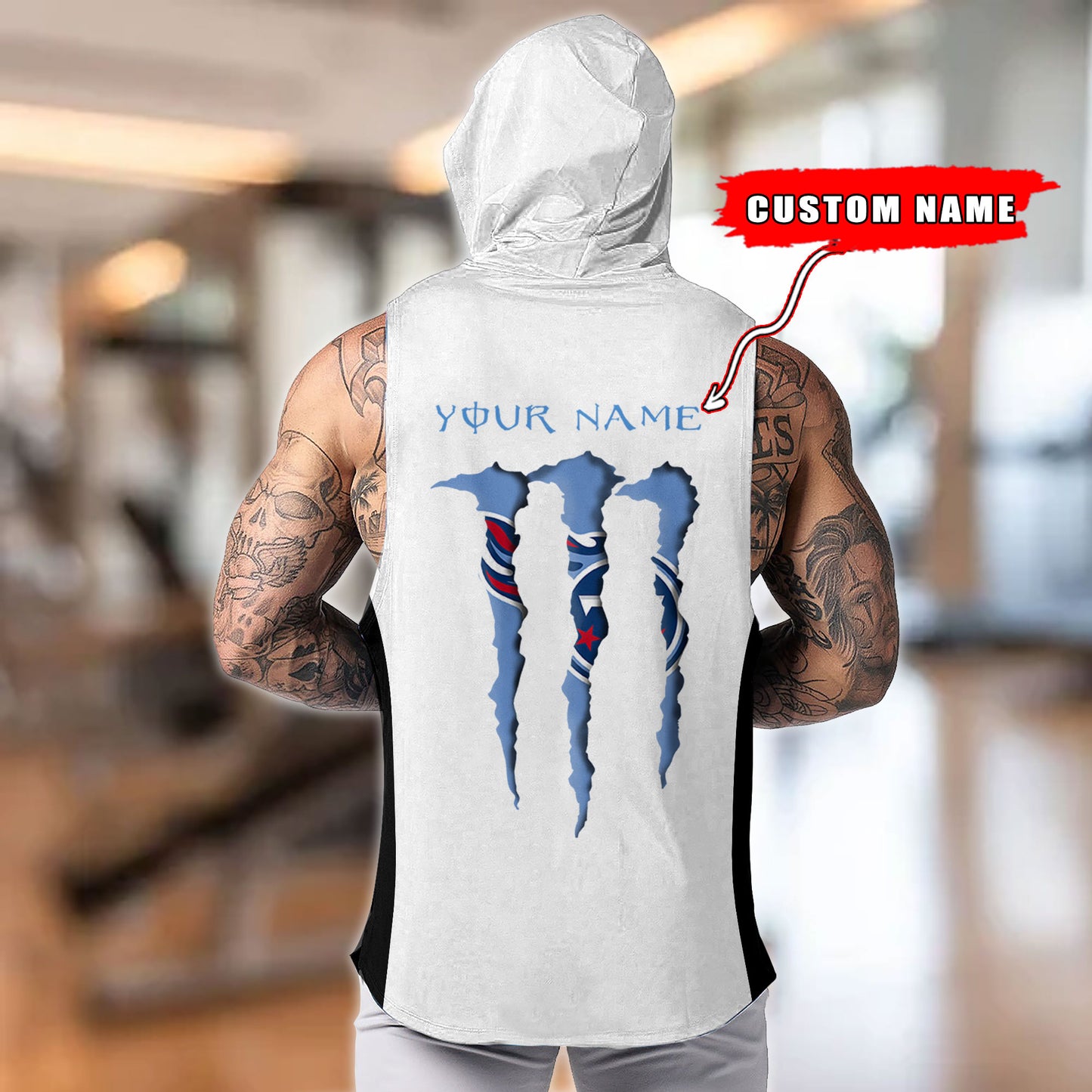 Tennessee Titans Personalied Men Workout Hooded Tank Top AZBTMHTT000031