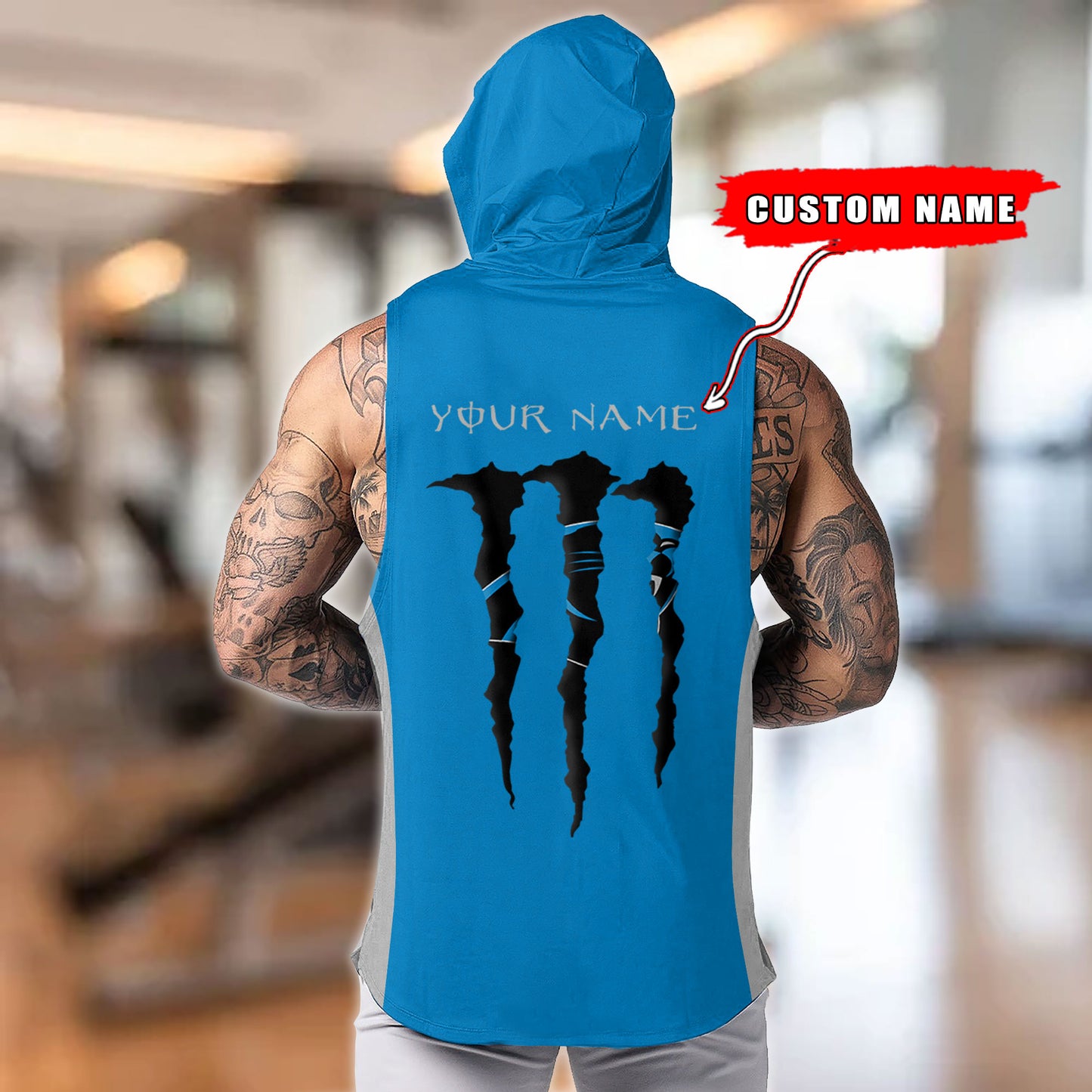 Carolina Panthers Personalied Men Workout Hooded Tank Top AZBTMHTT000005