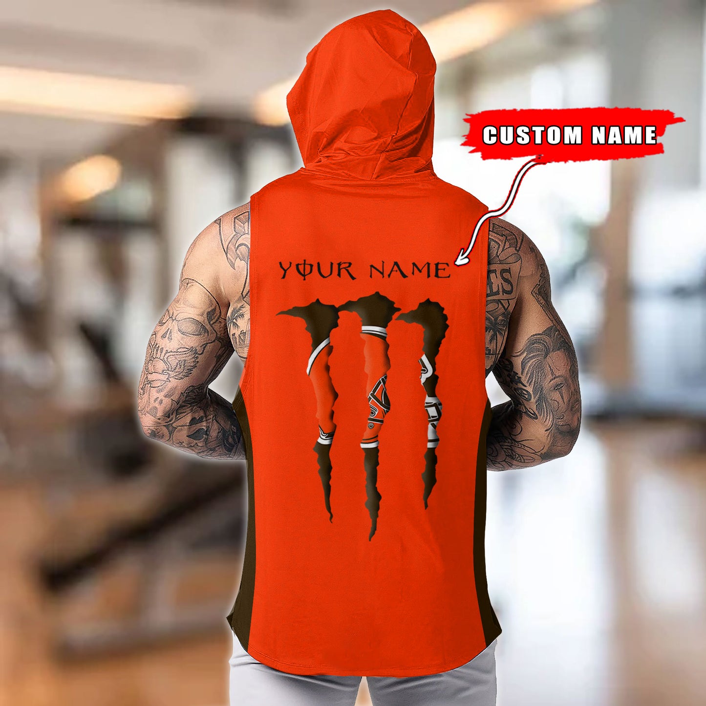 Cleveland Browns Personalied Men Workout Hooded Tank Top AZBTMHTT000008