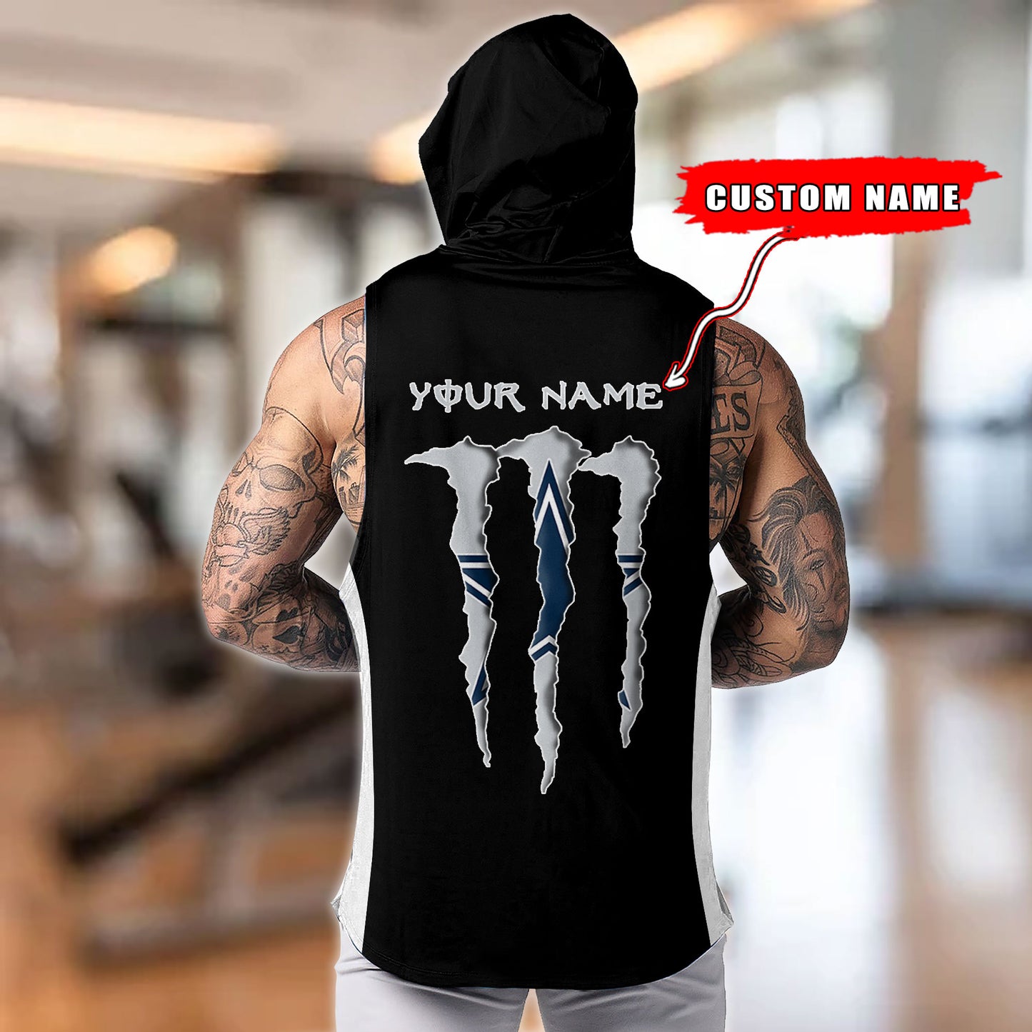 Dallas Cowboys Personalied Men Workout Hooded Tank Top AZBTMHTT000009
