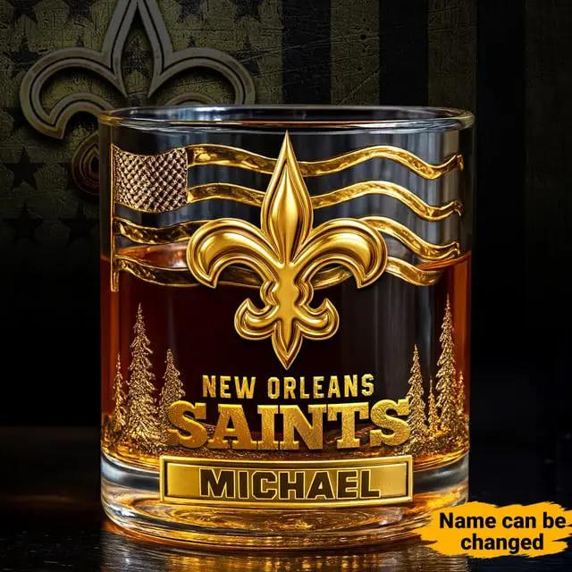 New Orleans Saints Golden Logo Whiskey Glass SP25
