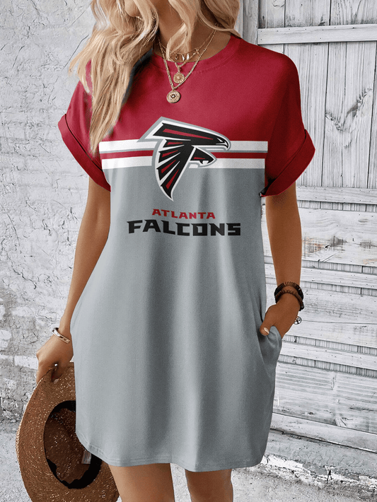 Atlanta Falcons Women Hidden Pocket Batwing Casual Dress AZDDBWCD000017