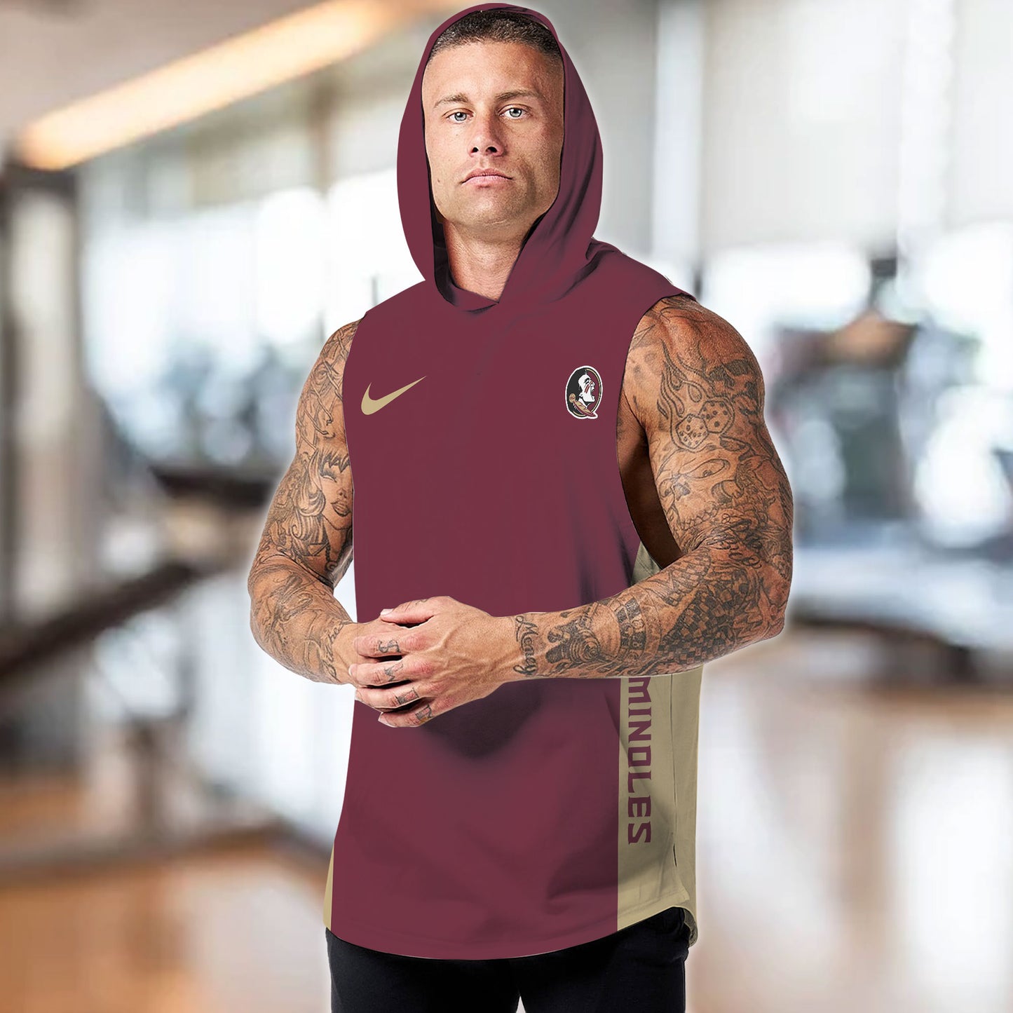 Florida State Seminoles Personalized Men Workout Hooded Tank Top AZBTMHTT000071