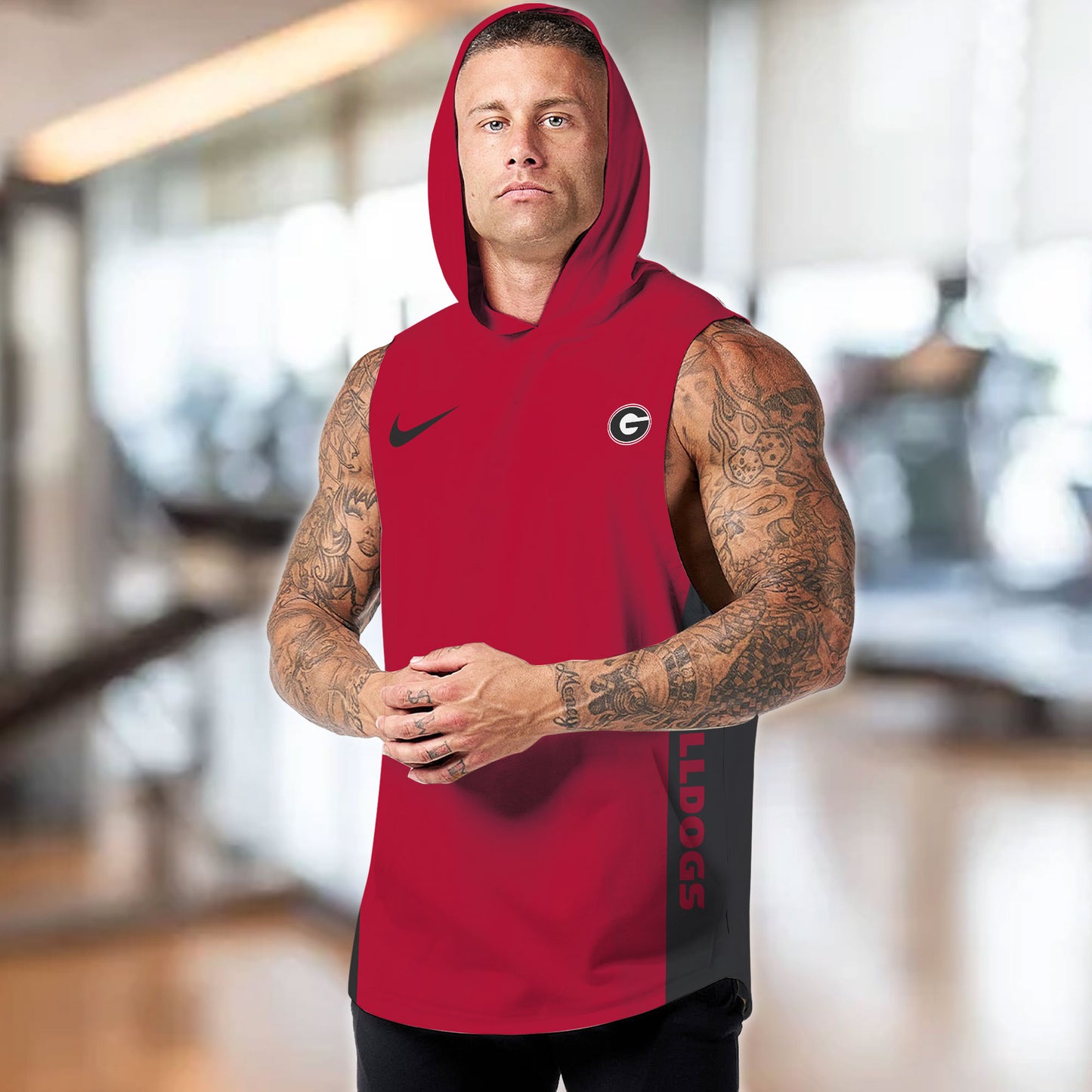 Georgia Bulldogs Personalized Men Workout Hooded Tank Top AZBTMHTT000072