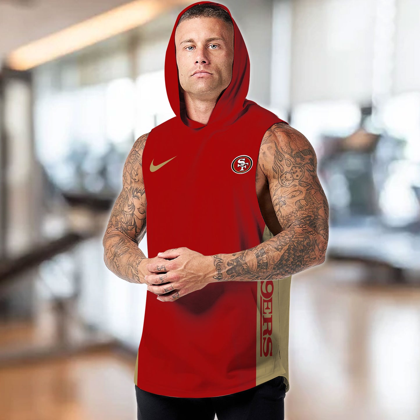San Francisco 49ers Personalied Men Workout Hooded Tank Top AZBTMHTT000028