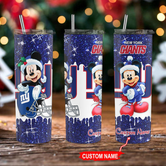 New York Giants Personalized Glitter Tumbler With Stainless Steel Straw BGGTS109