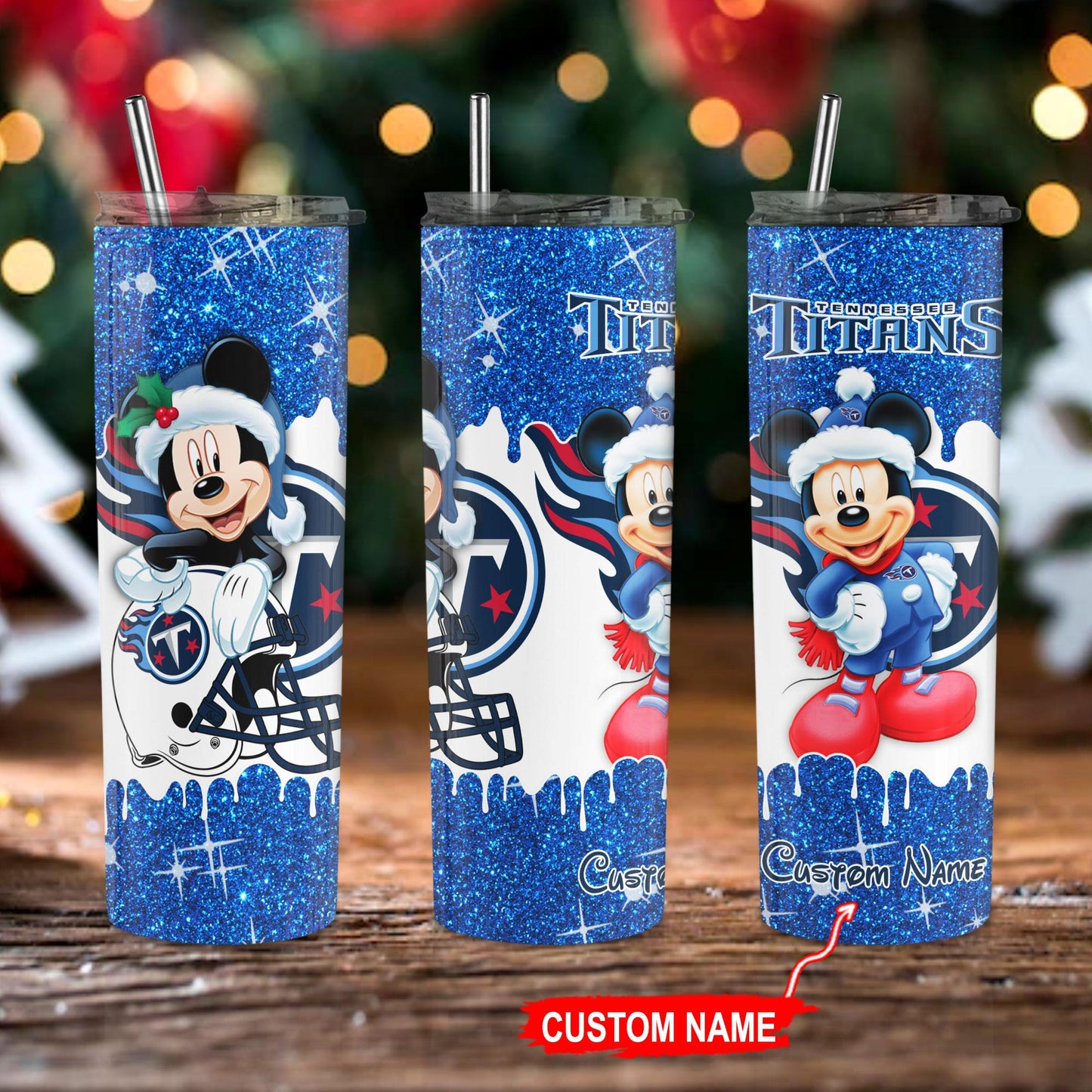 Tennessee Titans Personalized Glitter Tumbler With Stainless Steel Straw BGGTS099