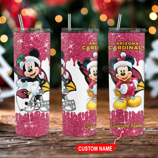 Arizona Cardinals Personalized Glitter Tumbler With Stainless Steel Straw BGGTS129