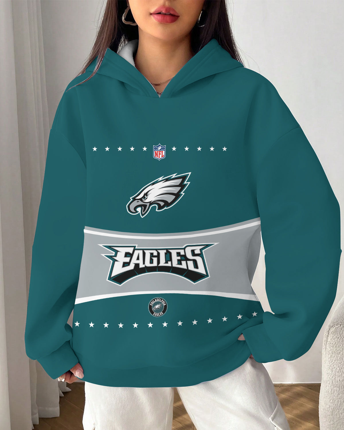 Philadelphia Eagles Printed Hooded Pocket Pullover Hoodie AZBTPH000049