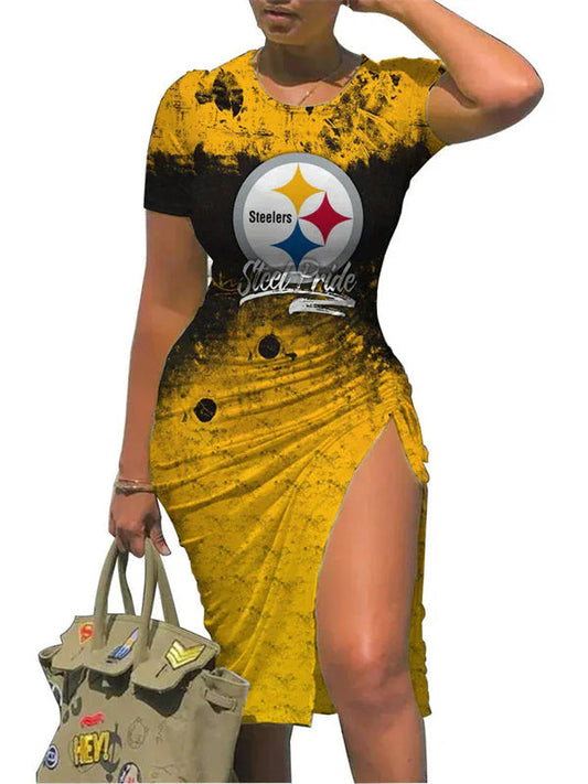 Pittsburgh Steelers Slit Bodycon Dress  AZBTSBD000077