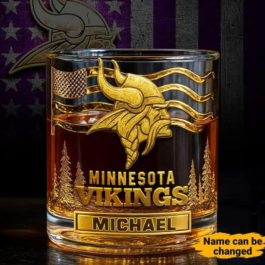 Minnesota Vikings Golden Logo Whiskey Glass SP22
