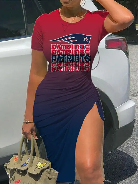 New England Patriots Slit Bodycon Dress  AZBTSBD000019