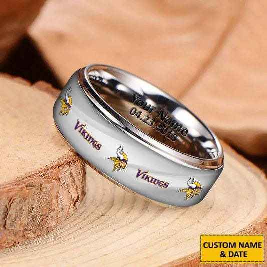 Minnesota Vikings Special Stainless Ring Custom Name AZBTSR000041