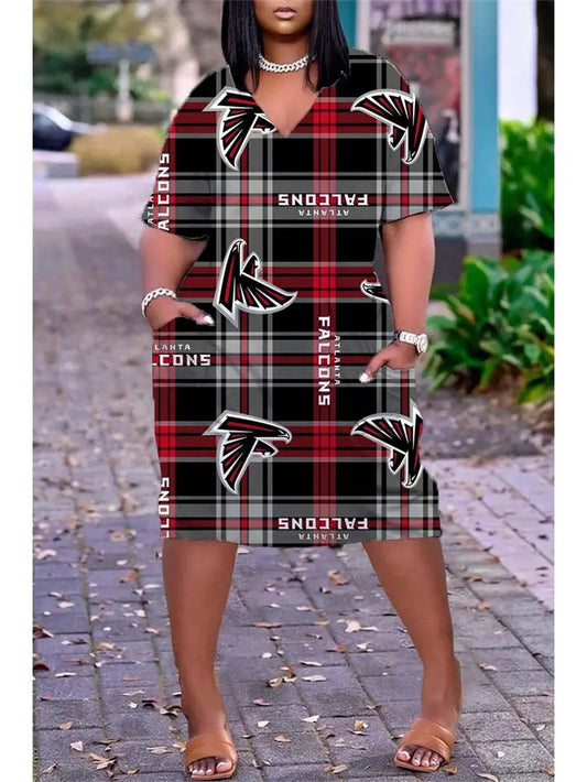 Atlanta Falcons V-neck Casual Pocket Dress Limited Edition AZBTVCPD000202